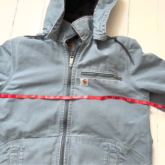 Carhartt blue canvas, Sherpa fleece lined jacket.  Size woman’s M - Picture 5 of 9